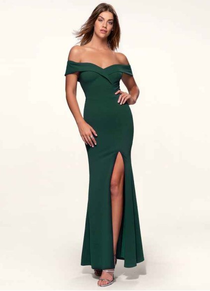 Blush Mark My Valentine Dark Emerald Stretch Crepe Maxi Dress Blush Mark My Valentine Dark Emerald Stretch Crepe Maxi Dress