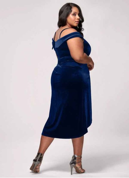 Blush Mark Sweet Desire Navy Blue Velvet Midi Dress Blush Mark Sweet Desire Navy Blue Velvet Midi Dress