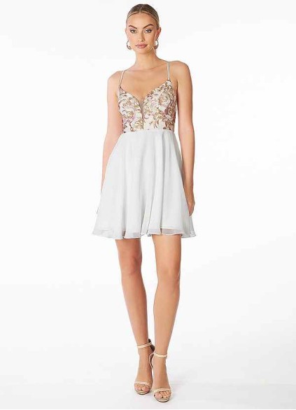 AZ Occasions Mini Embroidered Lace and Chiffon Skirt Dress AZ Occasions Mini Embroidered Lace and Chiffon Skirt Dress