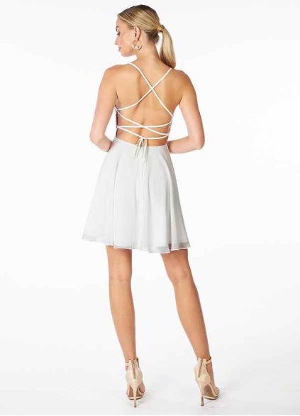 AZ Occasions Mini Embroidered Lace and Chiffon Skirt Dress AZ Occasions Mini Embroidered Lace and Chiffon Skirt Dress