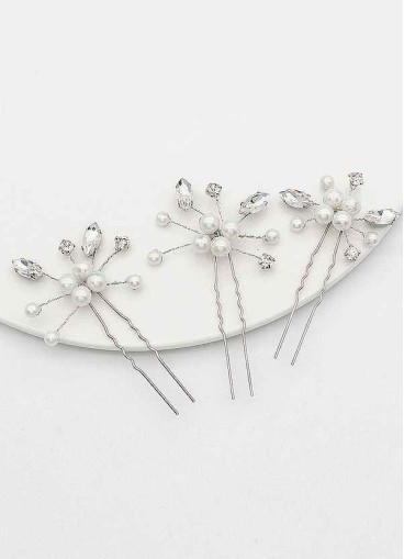 Pearl and Crystal Cluster Comb Set