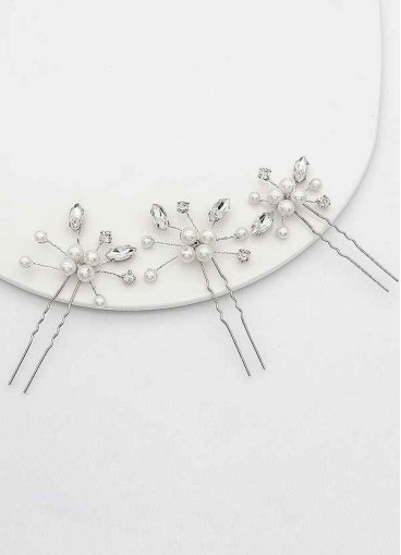 Pearl and Crystal Cluster Comb Set