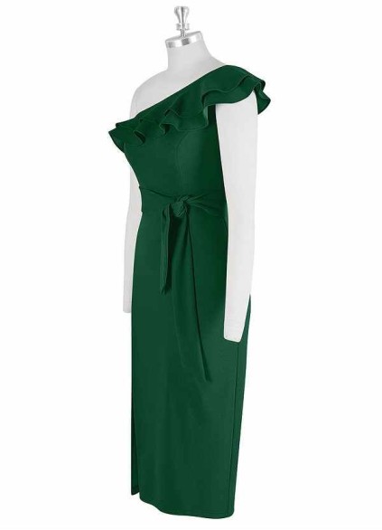 AZ Occasions One Shoulder Ruffle Midi Dress AZ Occasions One Shoulder Ruffle Midi Dress
